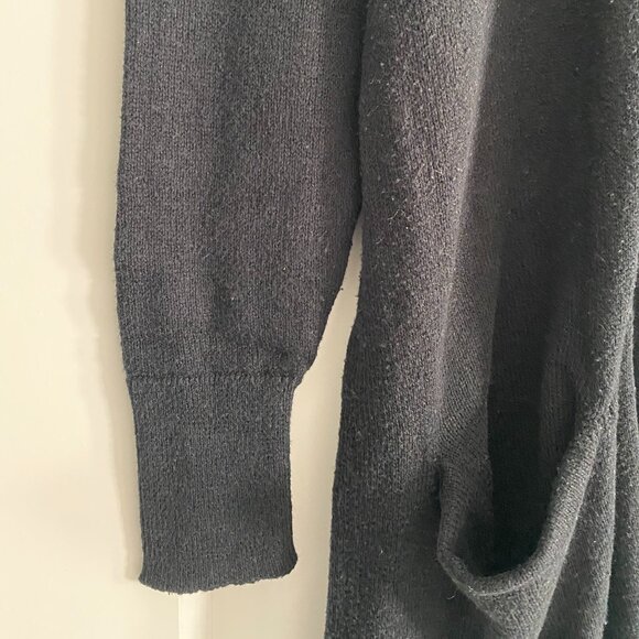 Old Navy Longline Open Front Cardigan – Black Knit Longline Sweater - Picture 3 of 7